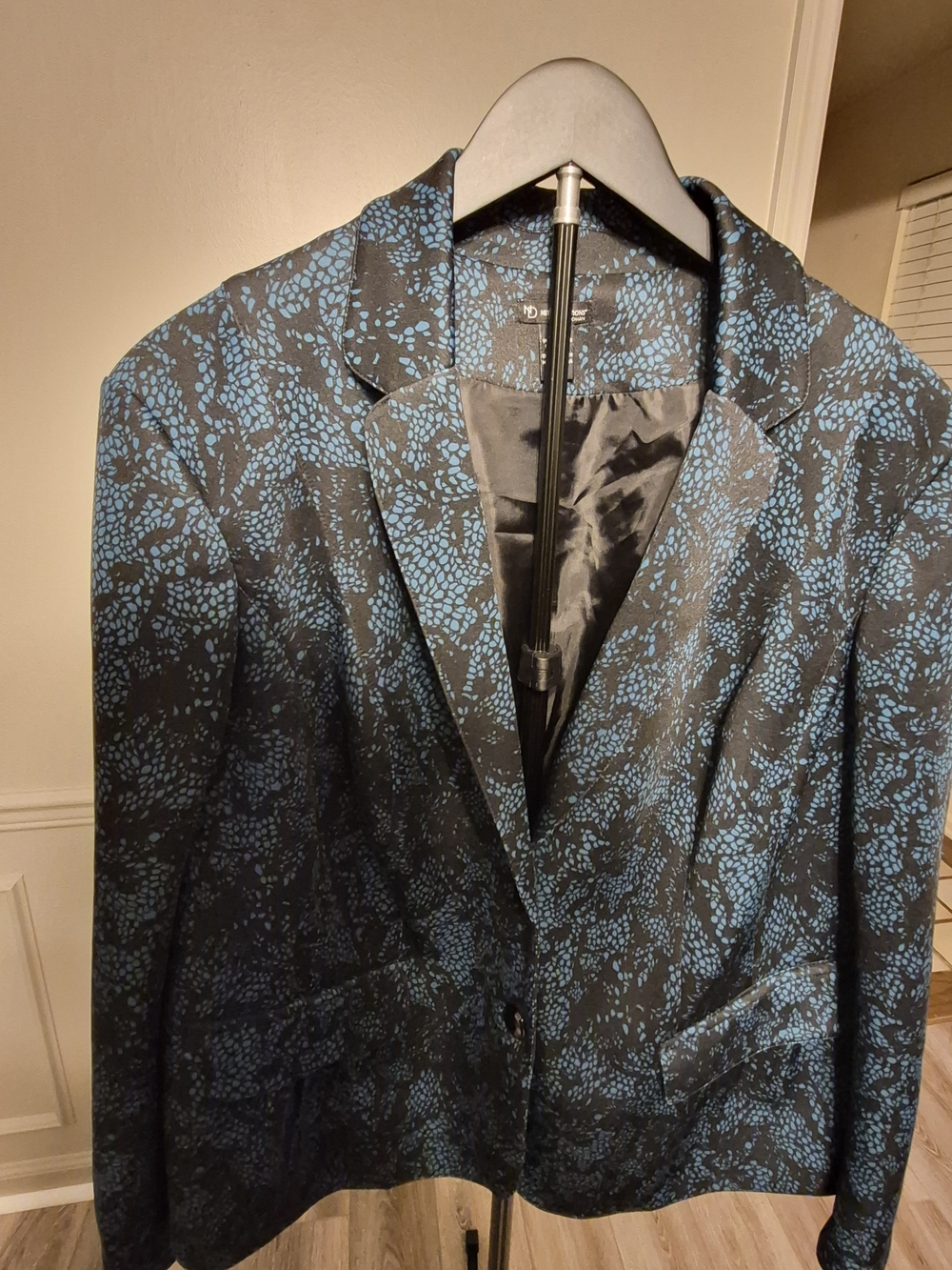 Womens New directions Black Blazer with Blue Floral Print